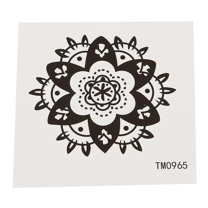 Tattoo klein Blume Blüte spitz verziert schwarz weiß einzeln 1 Bogen