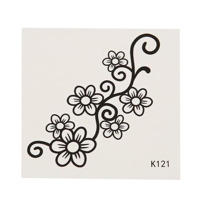 Tattoo klein Ranke verzweigt Blüten Blume einfach schwarz einzeln 1 Bogen