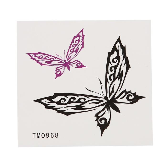 Klebetattoo temporär Tribal Schmetterlinge lila schwarz klein groß 1 Bogen
