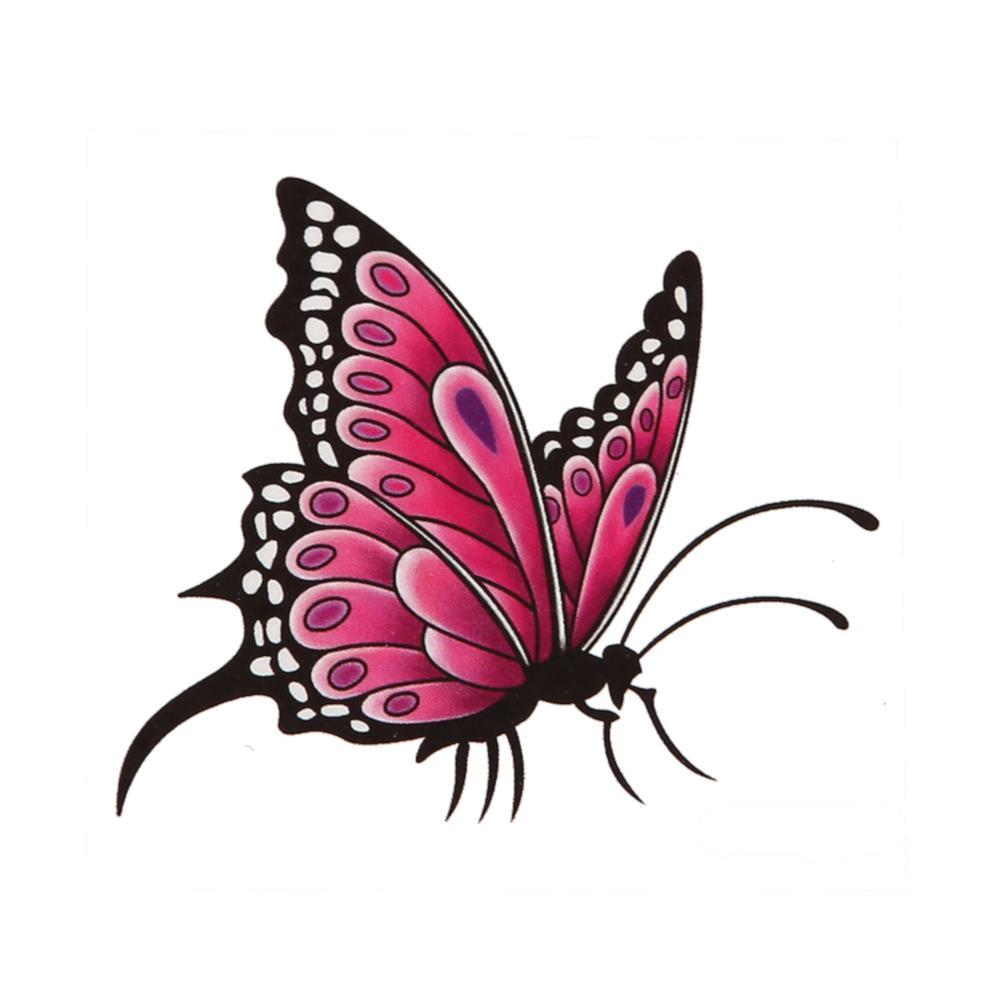 Klebetattoo temporär Schmetterling detailliert schwarz weiß lila pink 1 Bogen