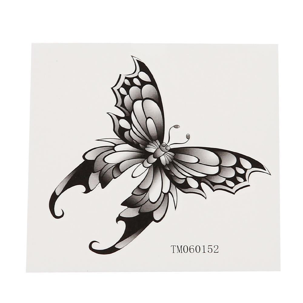 Klebetattoo temporär Schmetterling gothic style schwarz grau weiß 1 Bogen