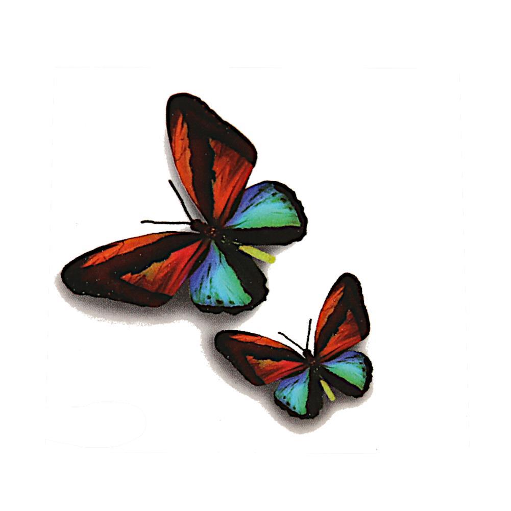 Klebetattoo temporär 2 Schmetterlinge realistisch bunt Schatten 1 Bogen
