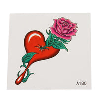 Cargar imagen en el visor de la galería, Klebetattoo temporär Rose pink Steil Blätter grün Herz Tropfen 1 Bogen
