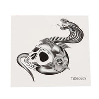 Load image into Gallery viewer, Klebetattoo temporär Totenkopf Rosen Kobra Schlange Rosen schwarz weiß 1 Bogen
