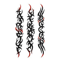 Load image into Gallery viewer, Klebetattoo Tribal diverse Muster länglich schwarz rot  Motive 1 Bogen
