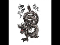 Load image into Gallery viewer, Klebetattoo Tribal schwarz chinesischer Drache grau 3 Motive 1 Bogen
