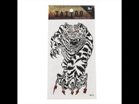 Load image into Gallery viewer, Klebetattoo Tiger springend schwrz weiß Krallen rot Blut 1 Motiv 1 Bogen
