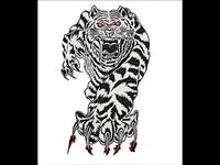 Load image into Gallery viewer, Klebetattoo Tiger springend schwrz weiß Krallen rot Blut 1 Motiv 1 Bogen
