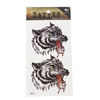Load image into Gallery viewer, Klebe Tattoo Wolf gezeichnet Pinselstriche grau schwarz Maul 2 Motive 1 Bogen
