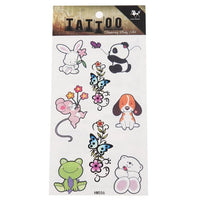 Load image into Gallery viewer, Klebe Tattoo Tierbabys Panda Hase Maus Hund Frosch Bär Ornament 1 Bogen 8 Motive
