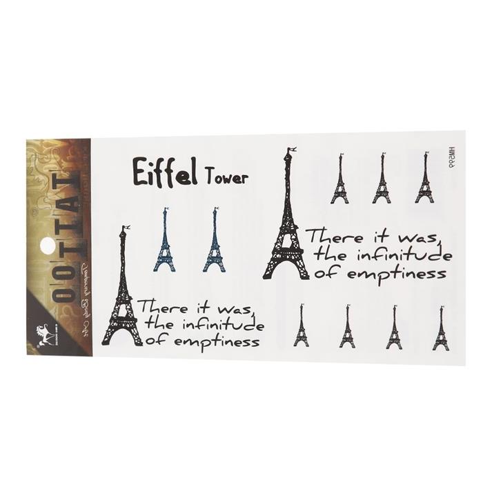 Klebetattoo Eiffelturm Spruch Unendlichkeit der Leere 1 Bogen 6 Motive Tattoos