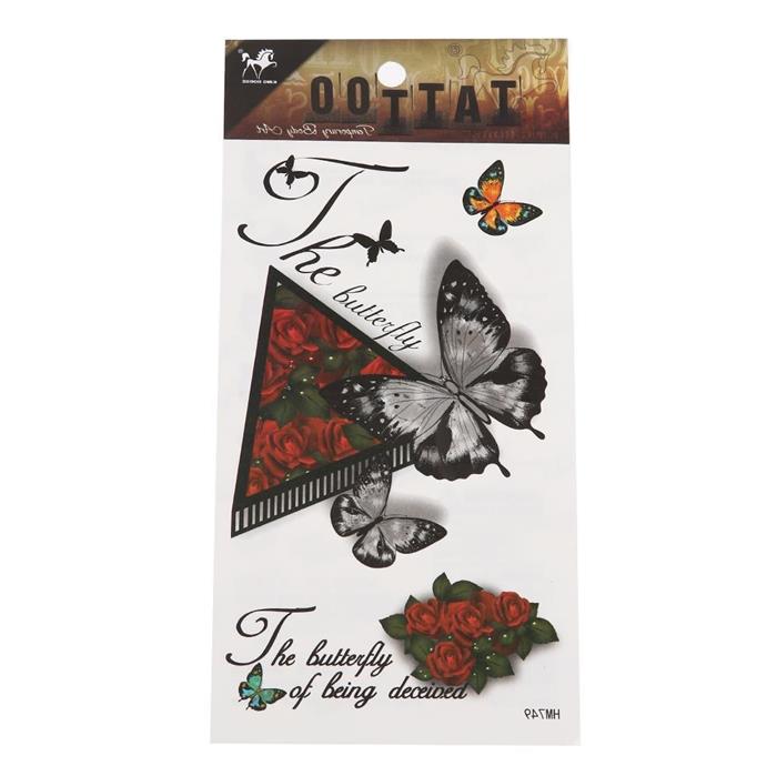Klebetattoos Tattoo Schmetterlinge Rosen Dreieck Schrift 1 Bogen 3 Motive