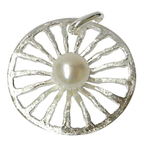 Rad gebürstet Perlenanhänger Zuchtperle Anhänger Silberanhänger rund Sterling Silber 925er