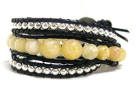 Load image into Gallery viewer, Armband orange schwarz Kette Messing Stein Perlen Wachsfaden Schmetterling verstellbar
