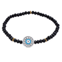 Cargar imagen en el visor de la galería, Armband Brass golden Auge der Fatima schwarz blau Zirkonia Ringe verstellbar
