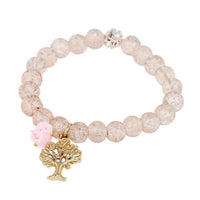 Cargar imagen en el visor de la galería, Armband Kristall Style Perlen weiß Glitzerkugel rosa Rose Baum Brass verstellbar
