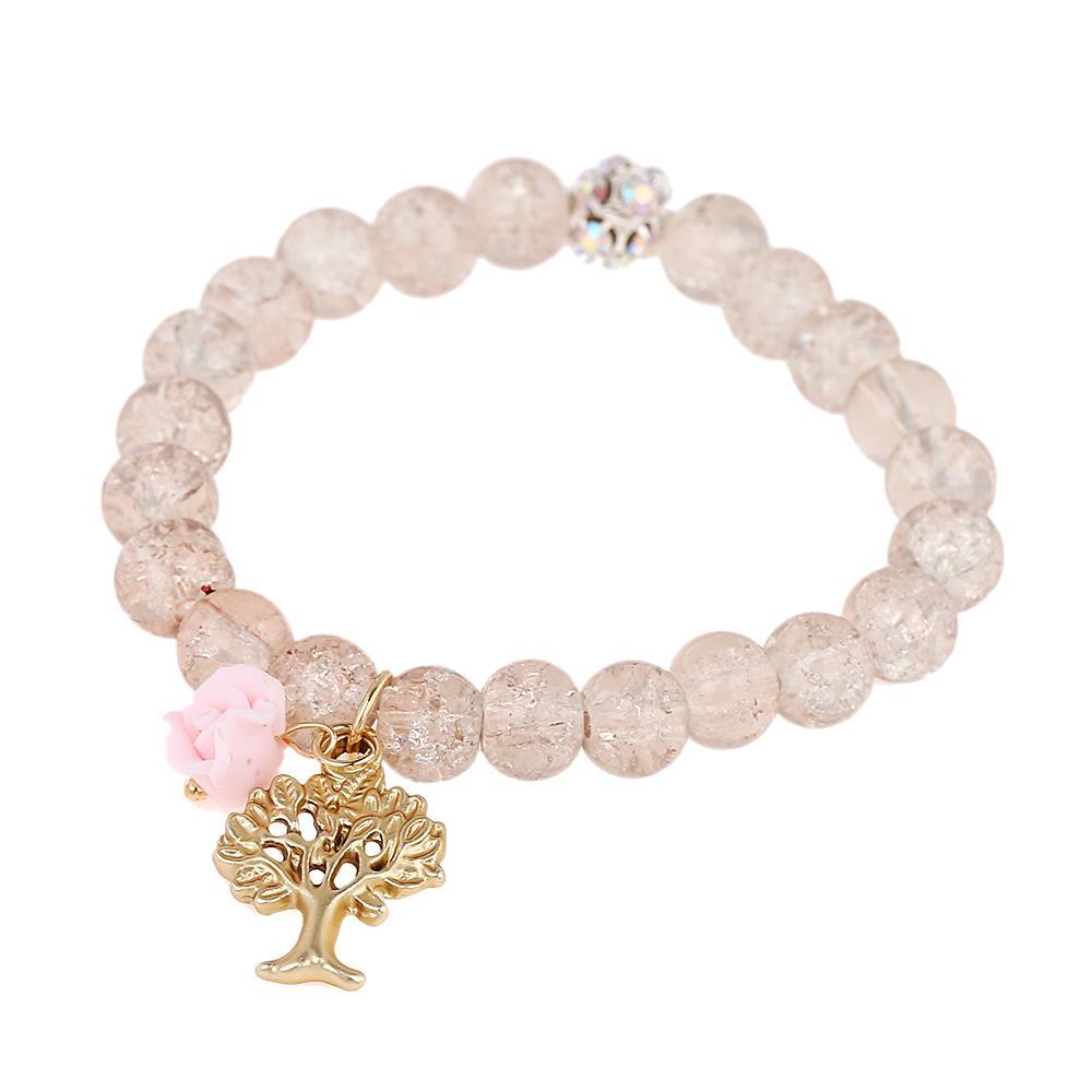 Armband Kristall Style Perlen weiß Glitzerkugel rosa Rose Baum Brass verstellbar