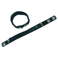 Load image into Gallery viewer, Lederarmband, Schwarz, mit Muster und Knöpfen, 1,5cm breit, 19-22cm lang
