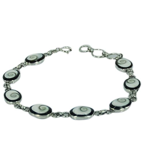 Shivaauge Armband Silberarmband schwarz umrandet oval Shiva Auge 925er Sterlingsilber ca. 11 mm Ø