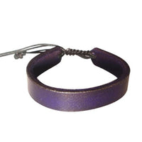 Cargar imagen en el visor de la galería, Lederarmband Leder Armband dunkel lila Unisex Schmuck Freundschaftsarmband Herren Damen
