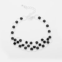 Load image into Gallery viewer, Glitzer Zirkonia Armband schwarz Mitte dreilagig Brass Silber verstellbar Damen Armbänder
