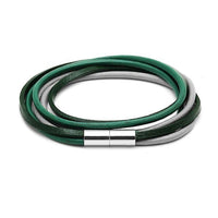 Load image into Gallery viewer, Lederarmbänder eckig rund Bänder Armband Leder dreifach mehrfarbig Magnetverschluss unisex
