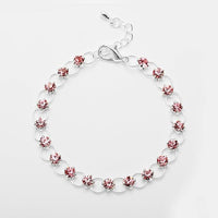 Cargar imagen en el visor de la galería, Glitzer Zirkonia Armband rosa Ringchen Brass Silber verstellbar Damen Armbänder
