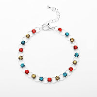 Cargar imagen en el visor de la galería, Glitzer Zirkonia Armband bunt Ringchen Brass Silber verstellbar Damen Armbänder
