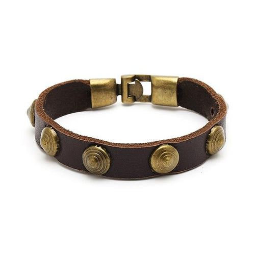 Lederarmbänder Halbkugel Nieten Brass Armband breit Leder Haken Verschluss unisex nickelfrei