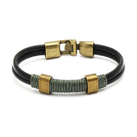 Load image into Gallery viewer, Lederarmbänder rund Bänder Schnur Brass Armband Leder Haken Verschluss unisex nickelfrei
