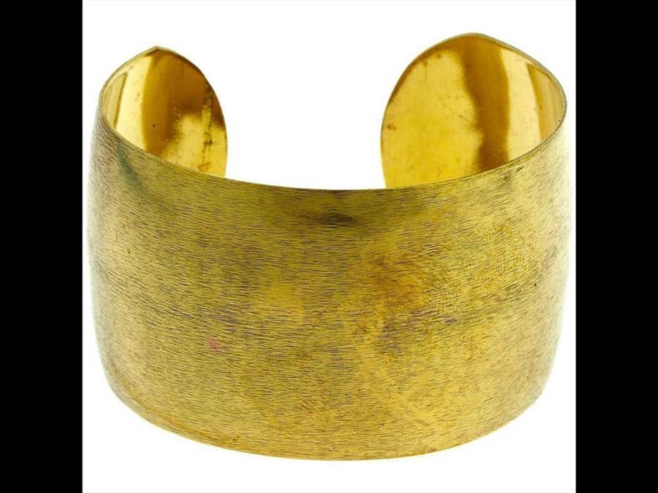 Messing Brass Armreif golden schraffiert breit gewölbt 38 mm nickelfrei verstellbar antik Tribal