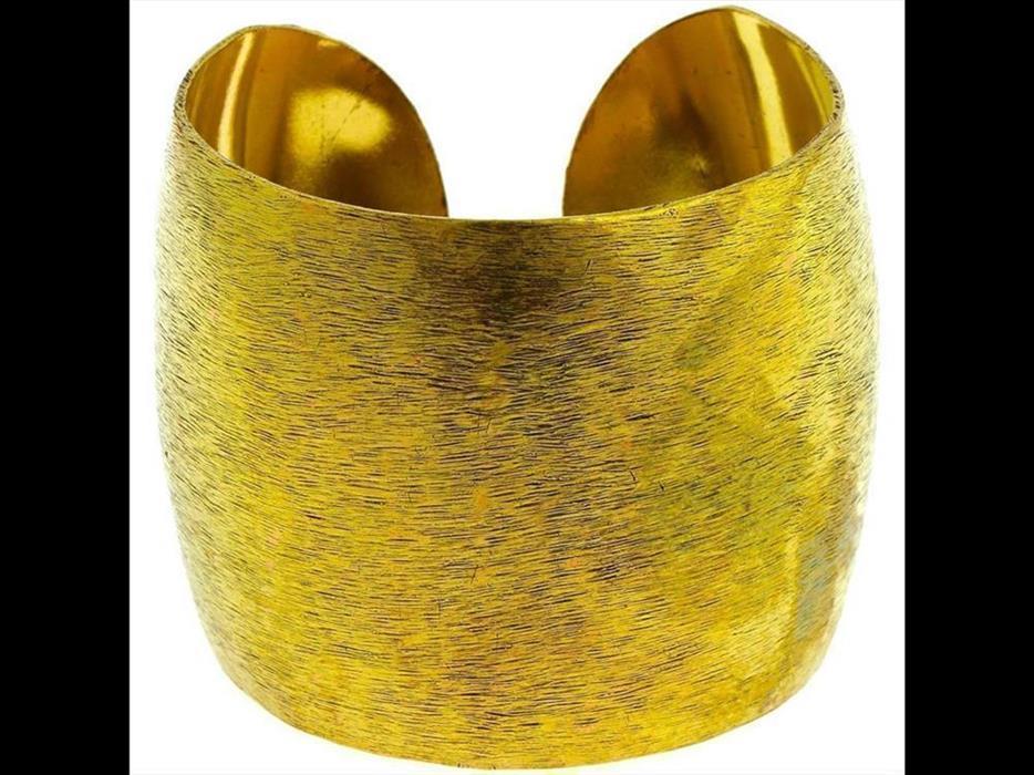 Messing Brass Armreif golden schraffiert breit gewölbt 51 mm nickelfrei verstellbar antik