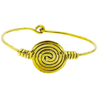 Load image into Gallery viewer, Messing Brass Armreif golden Spirale gewunden dünn Haken nickelfrei antik Tribal Schmuck
