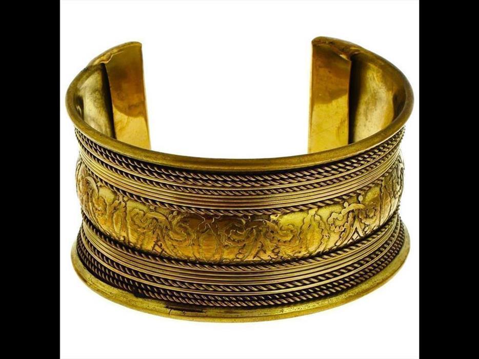 Messing Brass Armreif golden Ornamente Seile Ringe 33 mm nickelfrei verstellbar antik Tribal Schmuck