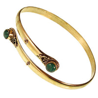 Load image into Gallery viewer, Brass Oberarmreif Armreif gold Malachit rund Seil Spiralbogen nickelfrei verstellbar Tribal Oberarm
