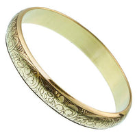 Load image into Gallery viewer, Messing Brass Armreif Herzen Blätter oxidiert 12 mm nickelfrei gold antik konvex Tribal Schmuck
