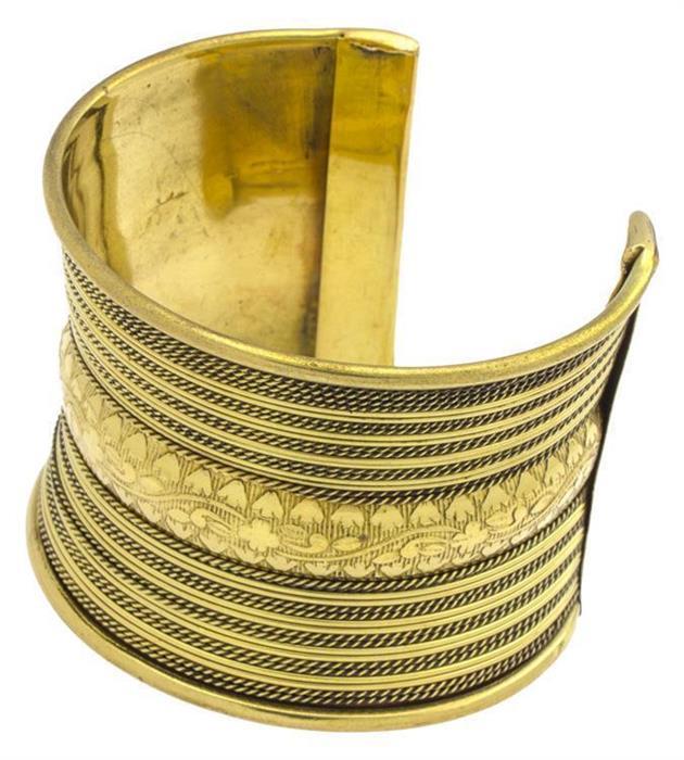 Messing Brass Armreif Seile Blumen Linien oxidiert gold nickelfrei antik Seile Tribal Schmuck