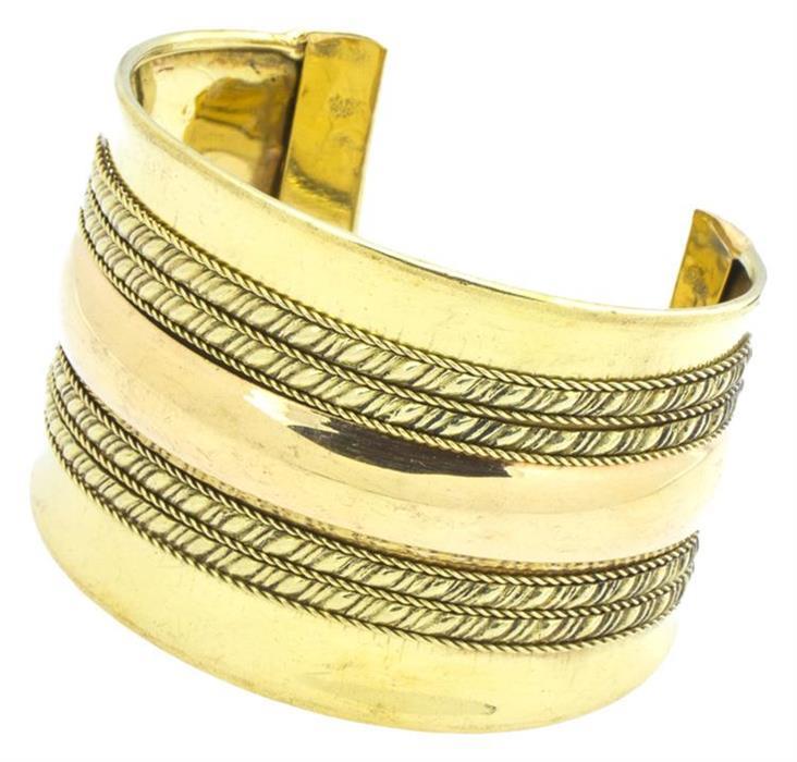 Messing Brass Armreif Wölbung Kordel oxidiert gold nickelfrei antik Seile Tribal Schmuck