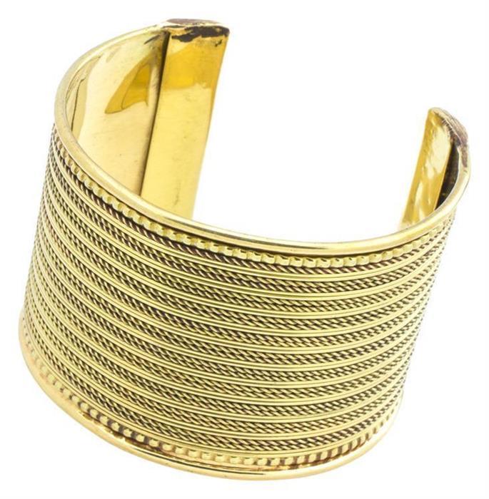 Messing Brass Armreif Seile Linien Punkte oxidiert gold nickelfrei antik Seile Tribal Schmuck