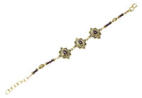 Load image into Gallery viewer, Messing Armband golden oval Raute Herzen Bögen Granat rund 18-20,5 cm Perlen
