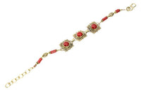 Load image into Gallery viewer, Messing Armband golden eckig rund Spiralen Punkte Jaspis 17-20 cm oval Zylinder
