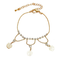 Load image into Gallery viewer, Glitzer Brass Armband Rosen Zirkonia weiß facettiert golden 16-22 cm verstellbar
