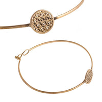 Load image into Gallery viewer, Messing Armreif antik golden Unendlichkeit Symbol Blume des Lebens Armschmuck
