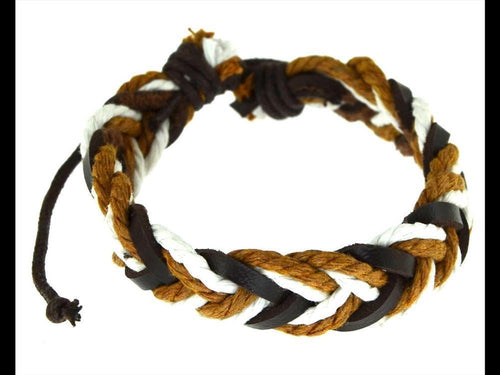 Leder Armband breit dreilagig geflochten verstellbar