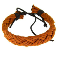 Load image into Gallery viewer, Leder Armband breit dreilagig geflochten verstellbar
