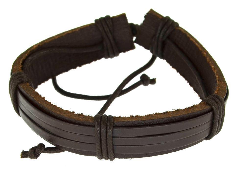 Leder Armband schwarz braun breit umwickelt verstellbar