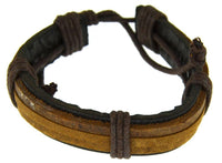 Load image into Gallery viewer, Leder Armband schwarz braun breit umwickelt verstellbar
