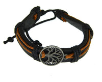 Load image into Gallery viewer, Leder Armband braun breit Brass Button verstellbar
