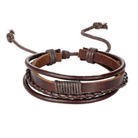 Load image into Gallery viewer, Leder Armband mehrreihig geflochten umwickelt verstellbar
