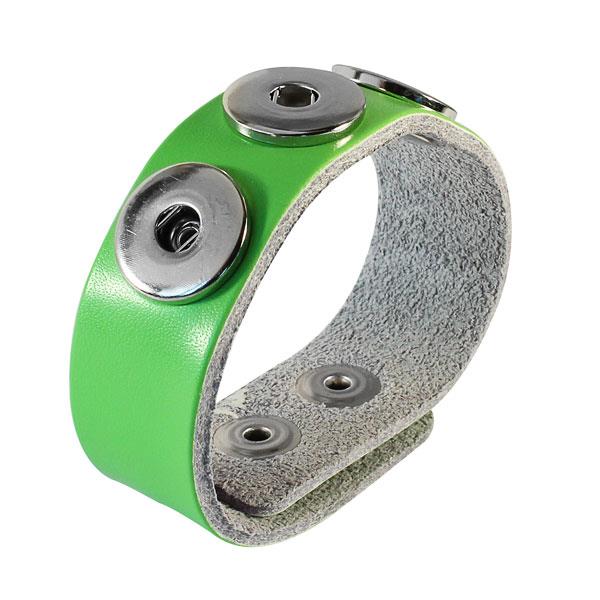 Lederarmband mit Buttons für Chunks Leder Armband Unisex Schmuck Knöpfe Armbänder grün